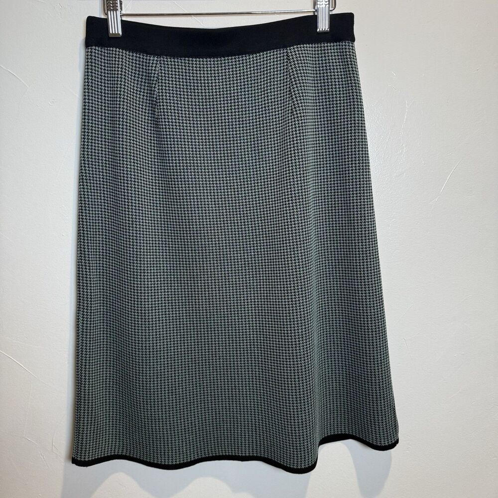 Exclusively Misook Pull On Houndstooth Skirt Midi Size Small Work Office